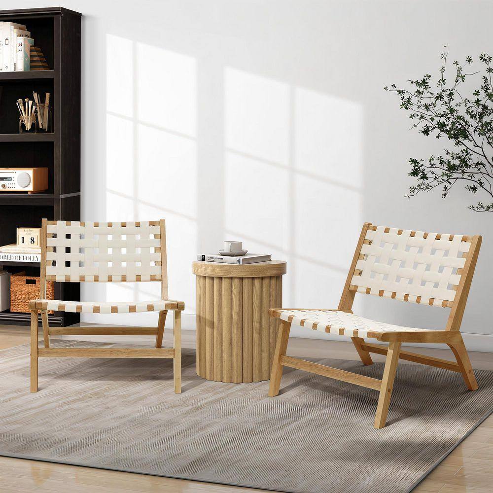 15.7 in. Brown Wood Fluted Round Side Table - thumbnail 3
