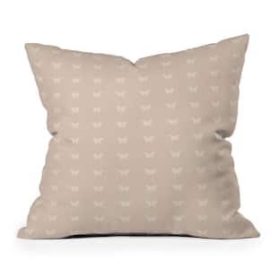 Beige Colour Poems Minimal Butterfly Pattern Neutral 18 in. x 18 in. Throw Pillow