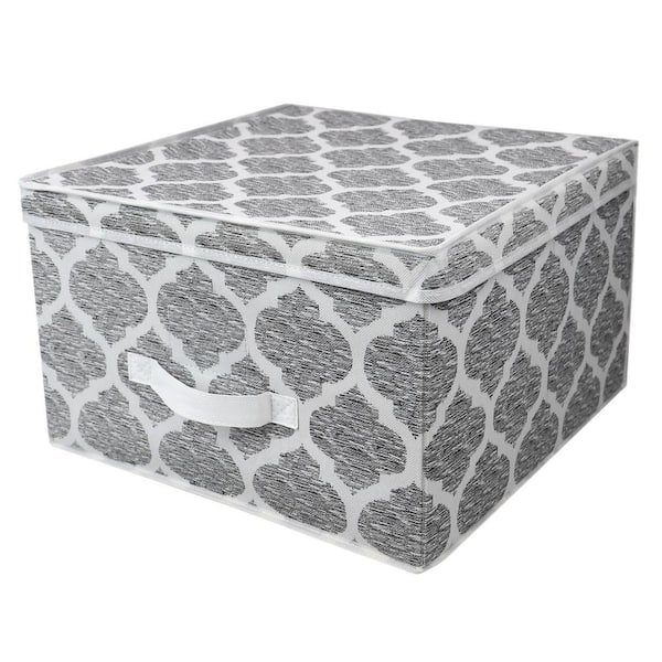 Home Basics 10 in. H x 16 in. W x 16 in. D Gray Fabric Cube Storage Bin