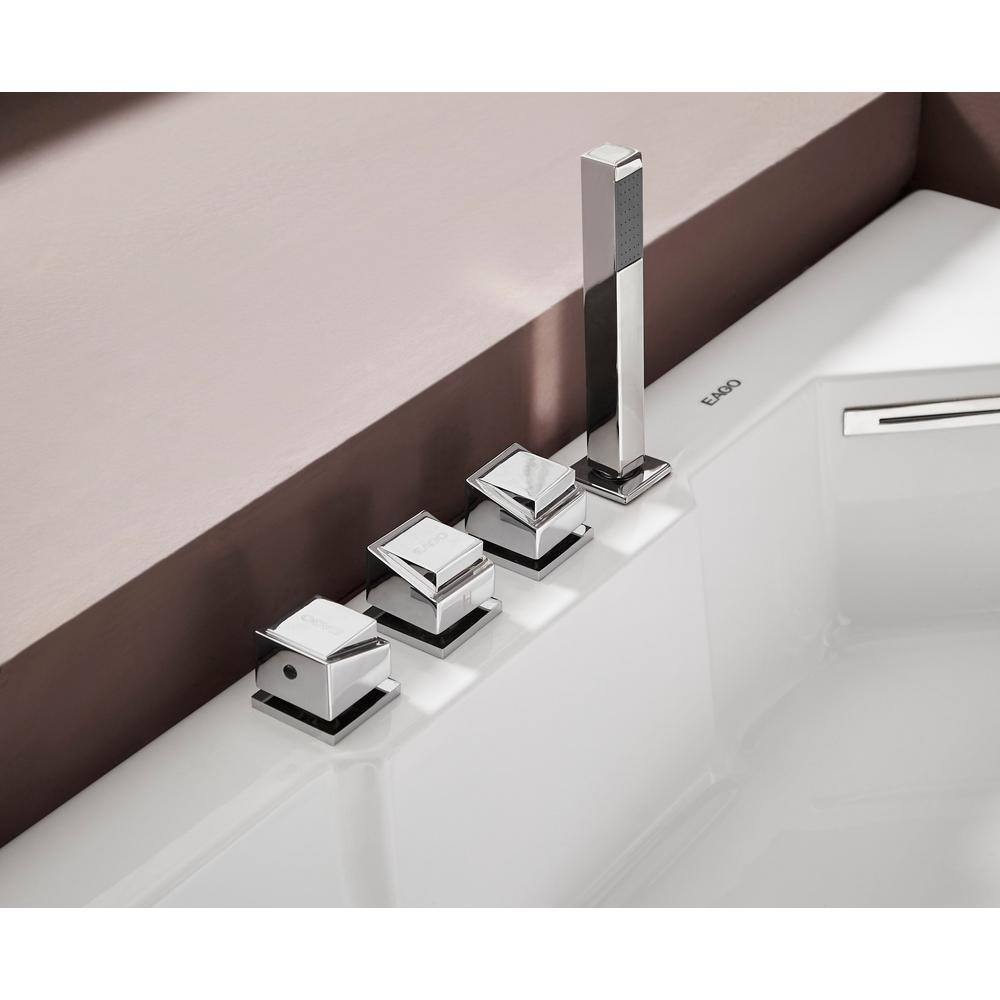 59'' White Acrylic Corner Whirlpool Bathtub with Glass Panel