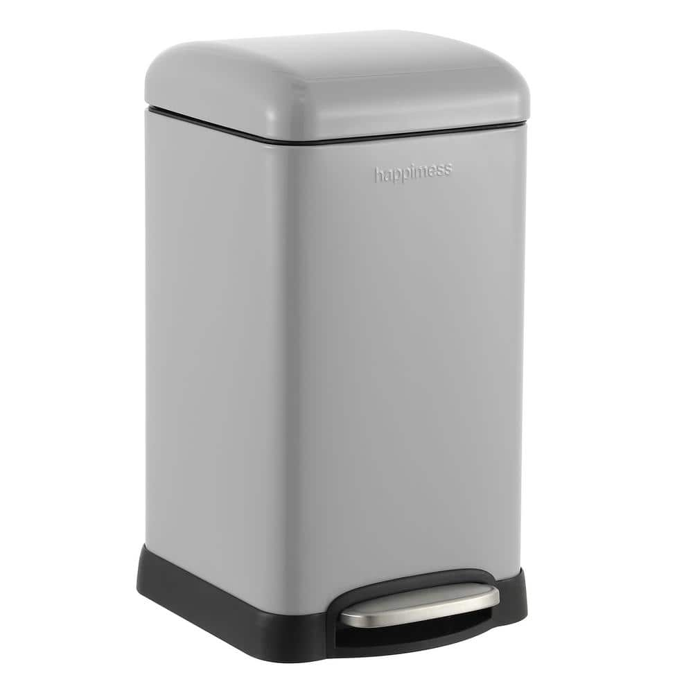 happimess Betty Retro Mini 3.2-Gal. Step-Open Trash Can, Fog Gray