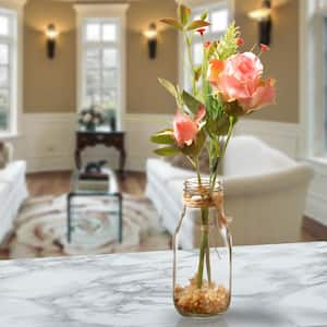 Pink Rose Arrangement in Glass Vase