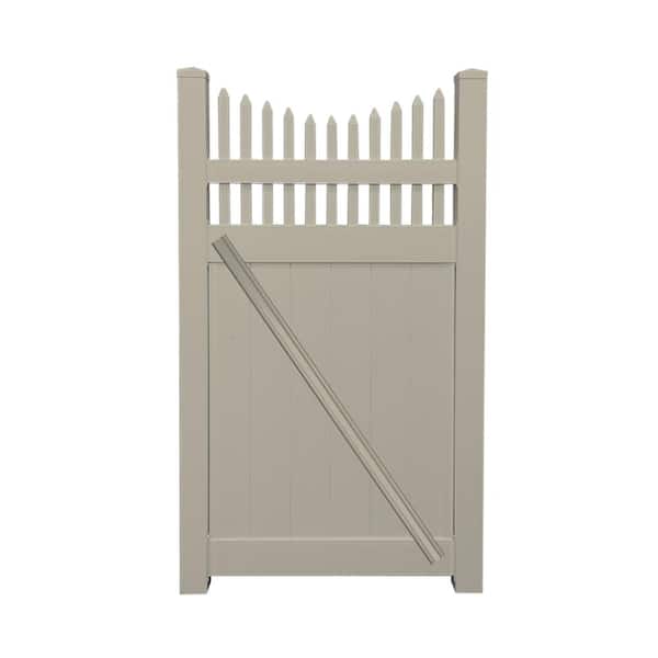Weatherables Halifax 3.7 ft. W x 5 ft. H Khaki Vinyl Privacy Fence Gate Kit