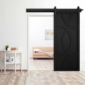 36 in. x 84 in. Hollywood Midnight Wood Sliding Barn Door with Hardware Kit