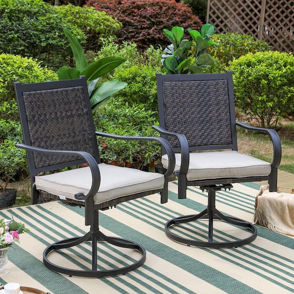 Black rattan outlet chair with cushion