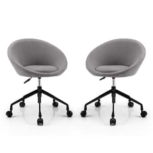 Set of 2 Swivel Home Office Chair Adjustable Accent Chair with Flexible Casters Grey