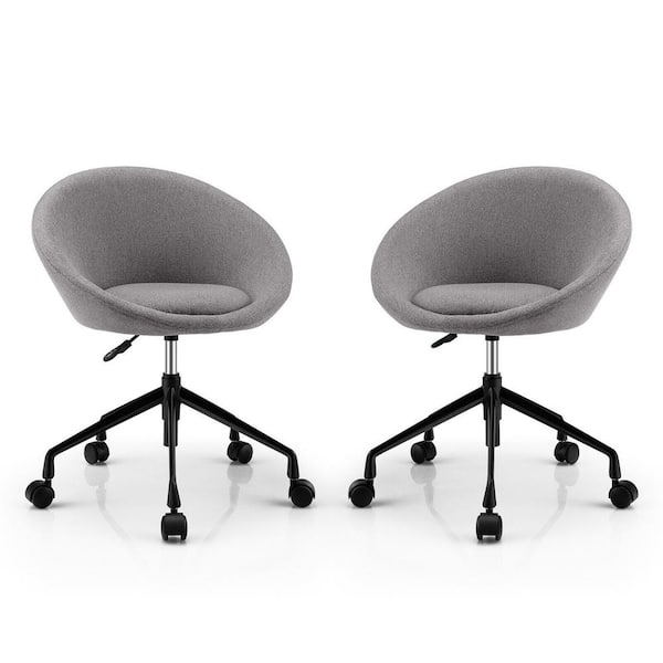 Gymax Set of 2 Swivel Home Office Chair Adjustable Accent Chair with Flexible Casters Grey