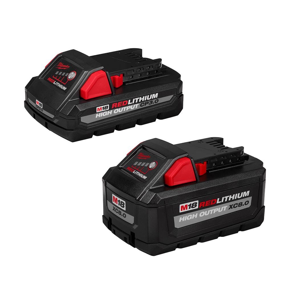 Milwaukee M18 18-Volt Lithium-Ion HIGH OUTPUT XC 8.0 Ah and 3 Ah Battery (2-Pack) -  48-11-1835S