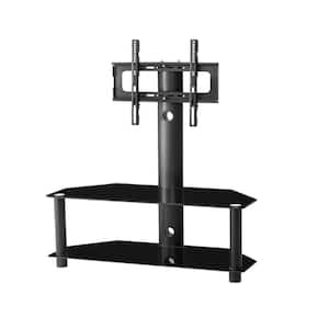 43.3 in. W Black Metal Frame Floor TV Stand with 2 Shelves Fits TV's up to 65 in.