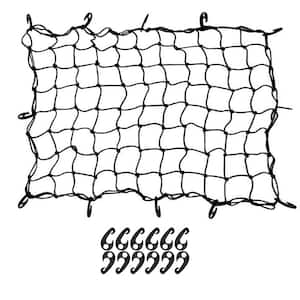 Cargo Net for Pickup Truck Bed- 3 ft. x 4 ft. Stretches to 4.5 ft. x 6 ft.- Mesh 4 in. x 4 in. Rope