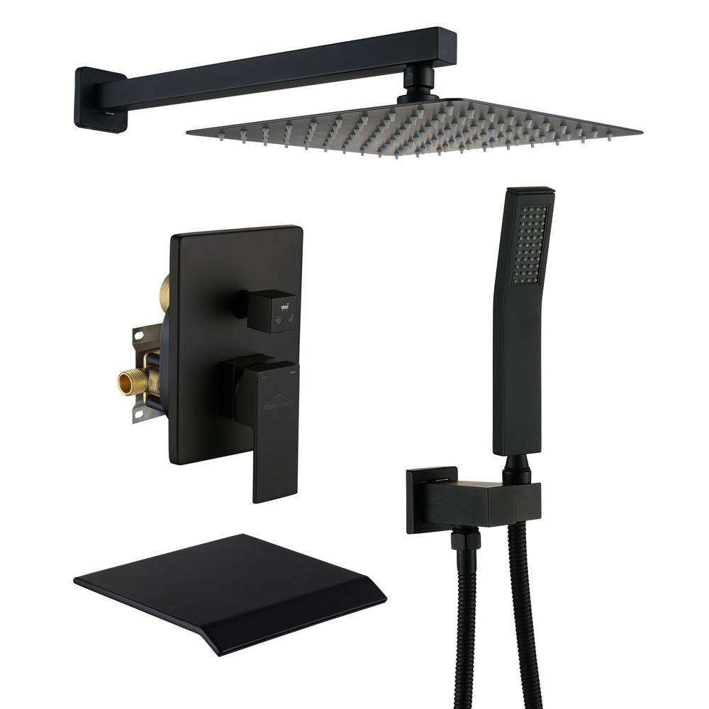 1-Spray Patterns with 2 GPM 12 in. Wall Mount Dual Shower Heads with Tub Sp