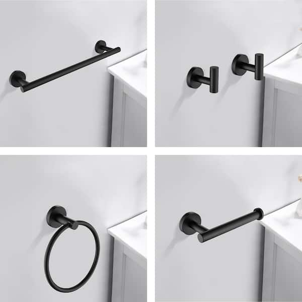 COUOBO 7 Pieces Black Bathroom Hardware Set Towel Bar Set Hand