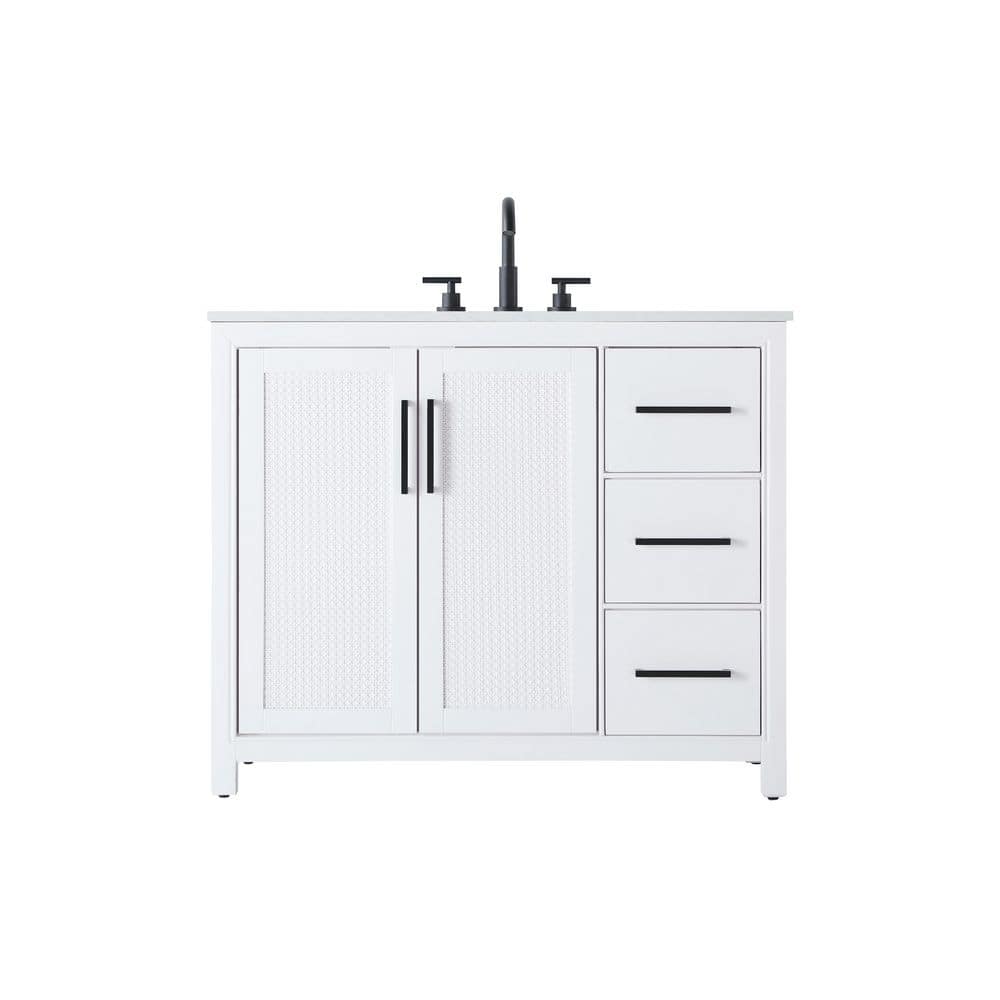 42 in. Single Sink White Bath Vanity with White Engineered Marble Top price history on PriceWatchPro