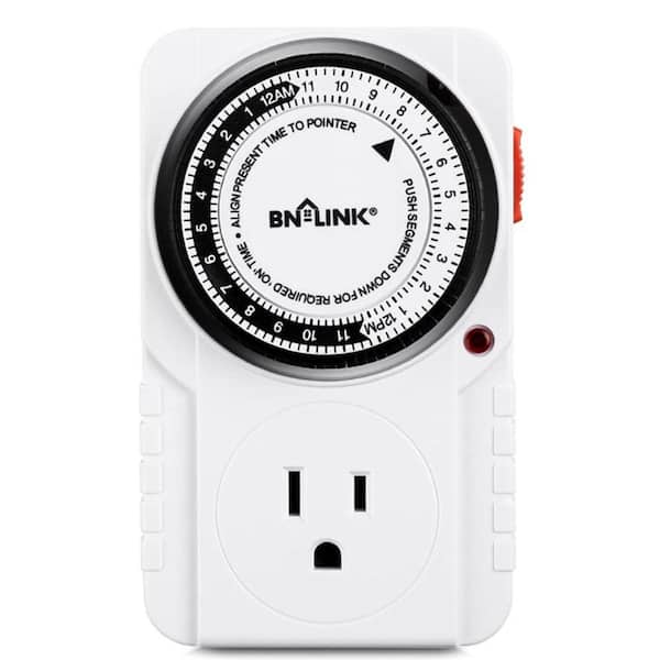 Etokfoks 15 Amp 125-Volt 1440-Minutes Indoor Lighting Chronologic Timer with 3 Prong Plug - White