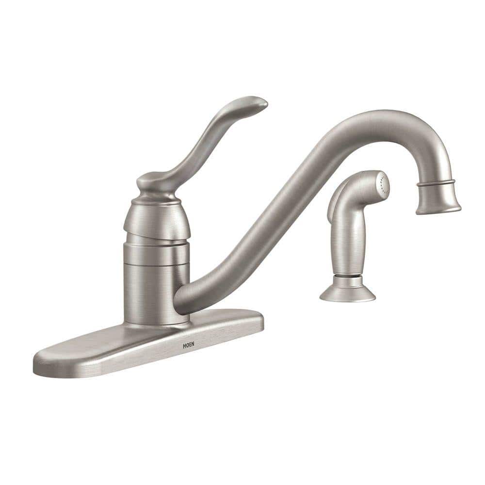Moen Banbury Single Handle Standard Kitchen Faucet With Side Sprayer In Spot Resist Stainless 87690srs The Home Depot