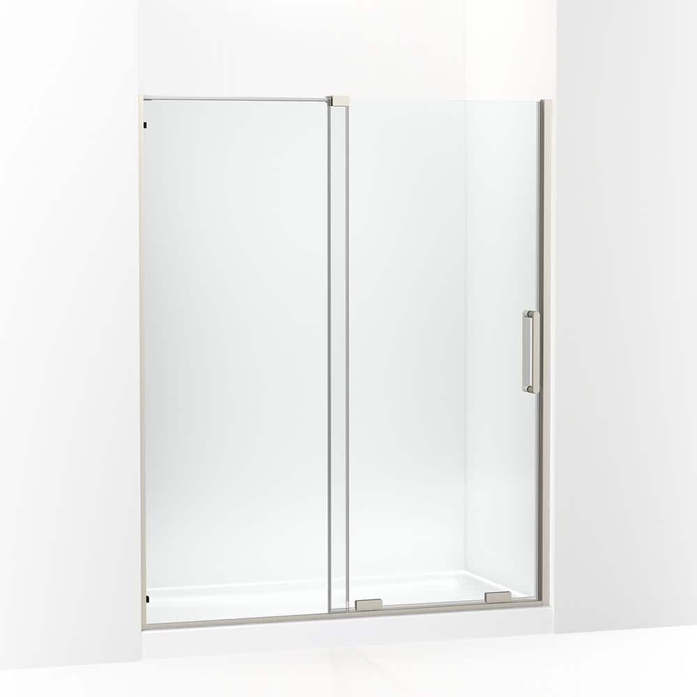 Crystal Clear Frameless Sliding Shower Door with Brushed Nickel Finish