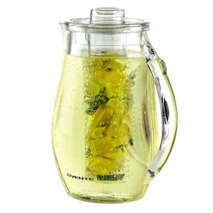 84 fl. oz. Clear Pitcher with Removable Fruit Infuser Rod and Ice Rod, Non-Slip Handle, Drip-Free Spout