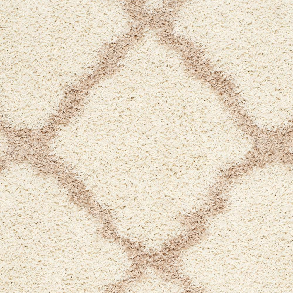 Ivory Beige Luxe Shag 5'1" x 7'6" Synthetic Area Rug