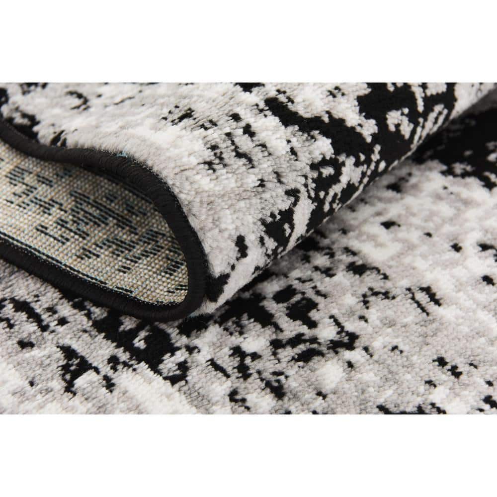Reversible Black and Gray Synthetic Rectangular Area Rug
