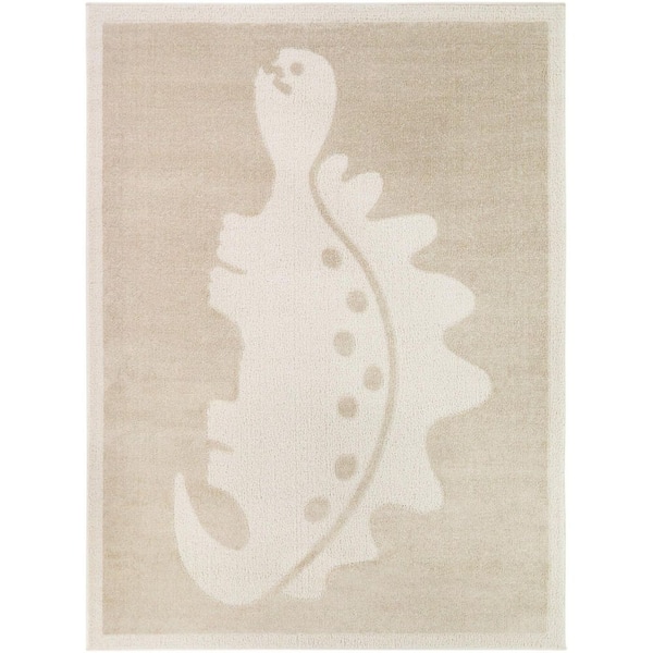 Stego Cream 4 ft. x 6 ft. Youth Dino Area Rug