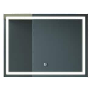 36 in. W x 28 in. H Large Rectangular Frameless LED Anti-Fog Wall Mounted Bathroom Vanity Mirror in Silver