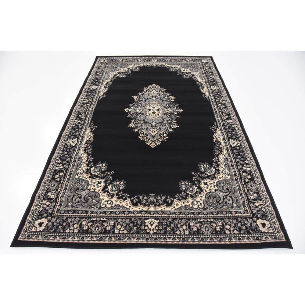 Amaya Black Medallion 5x8 Synthetic Area Rug