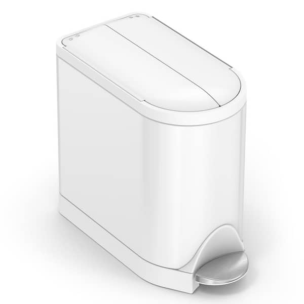 simplehuman 10-Liter White Stainless Steel Butterfly Step-On Trash Can