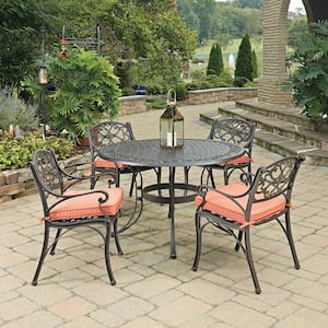 Sanibel Rust Bronze 5-Piece Cast Aluminium Outdoor Dining Set with Coral Cushions