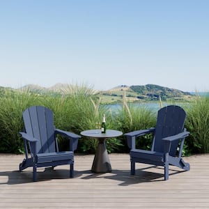 Laguna 2-Pack Fade Resistant Outdoor Patio HDPE Poly Plastic Classic Folding Adirondack Chairs in Navy Blue