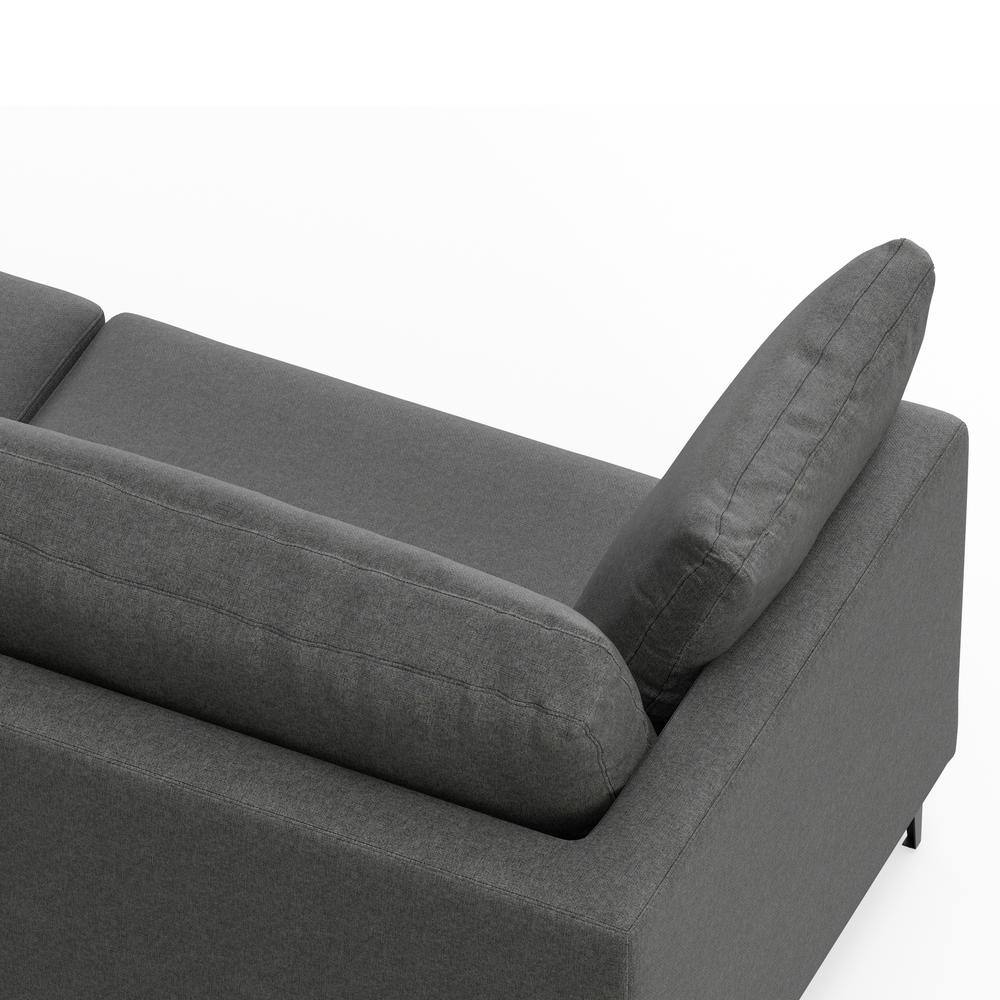 Ava 90-Inch Pebble Grey Performance Fabric Sofa with Metal Legs