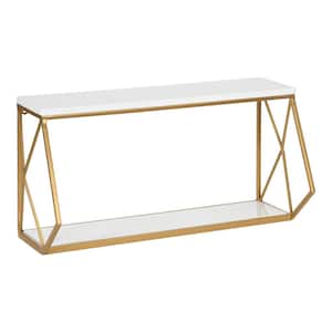 Brost 8 in. x 21 in. x 11 in. White/Gold Metal Floating Decorative Wall Shelf Without Brackets
