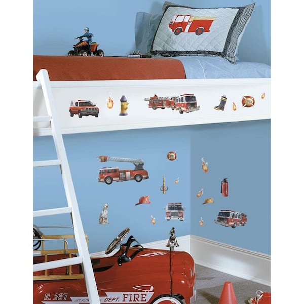 RoomMates 10 in. x 18 in. Fire Brigade 22-Piece Peel and Stick Wall Decals