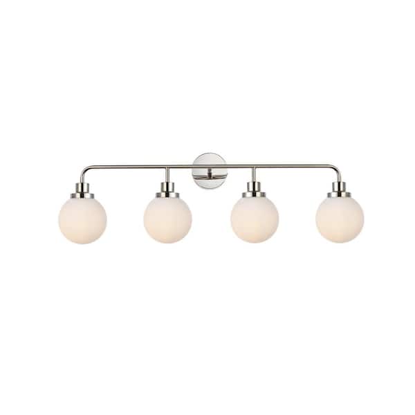 Unbranded Home Living 37.5 in. 4-Light Polished Nickel Vanity Light with Glass Shade