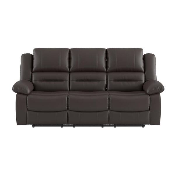 EVERGLADE HOME Greeley 82 in. Round Arm Faux Leather Straight in Brown