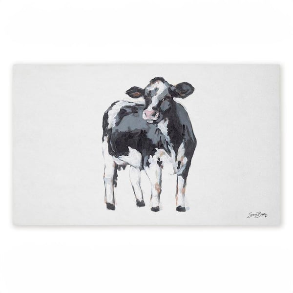 Standing Country Cow White 18 in. x 30 in. Polyester Non-Slip Outdoor Door Mat