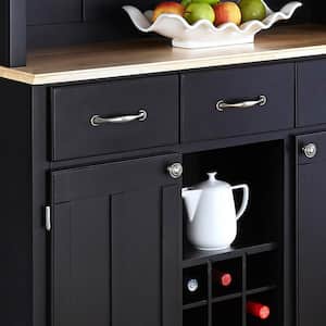Black w/ Natural Top Buffet with Hutch