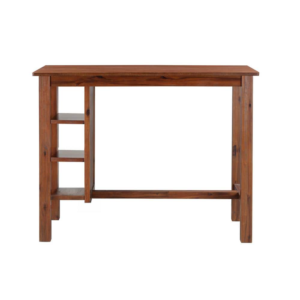 Chestnut Reclaimed Wood Counter Height Dining Table with Shelves