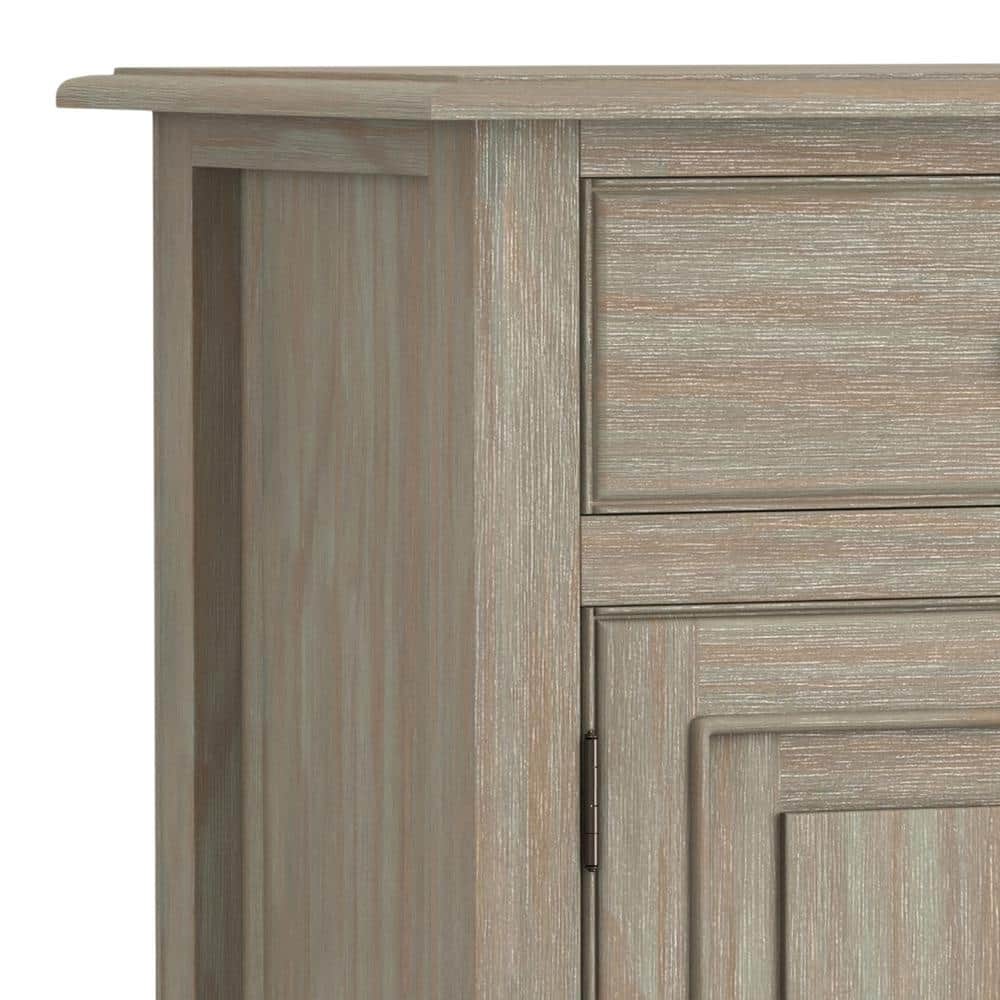 Distressed Grey Solid Wood Freestanding Storage Cabinet with Adjustable Shelving