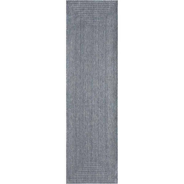 Tulum Denim 2 ft. x 6 ft. Linear Contemporary Runner Area Rug