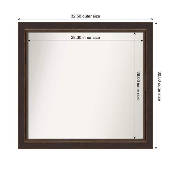 Amanti Art Lara Bronze 32.5 in. W x 30.5 in. H Custom Non-Beveled Wood Framed Bathroom Vanity Wall Mirror