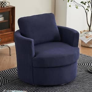Blue Polyester Swivel Barrel Chair (Set of 1)