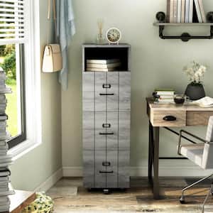 Macsen Distressed Gray 3-Drawer File Cabinet with Wheels