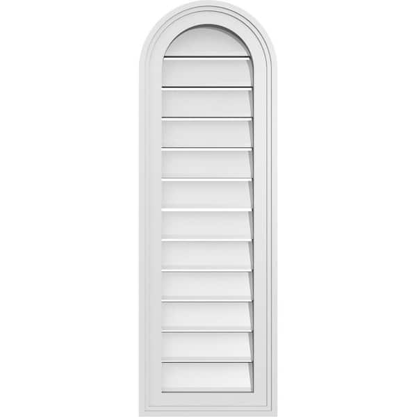 Ekena Millwork 12" x 36" Round Top Surface Mount PVC Gable Vent: Functional with Brickmould Frame