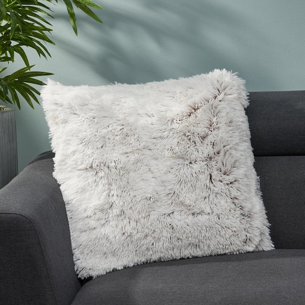 Noble House Frankfort White Solid Polyester 20 in. x 20 in. Throw Pillow