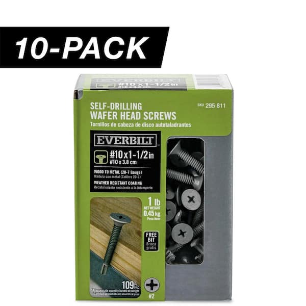 10-Pack #10 x 1-1/2 in. Wafer Head Phillips Drive Self-Drilling Screw (10 lb / 1,090-Piece)