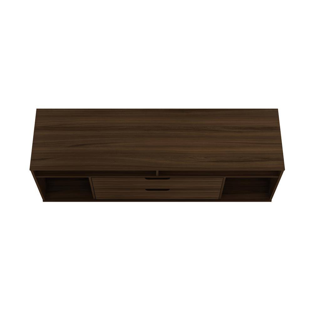Brown MDF Mid-Century Modern TV Stand with Cabinet