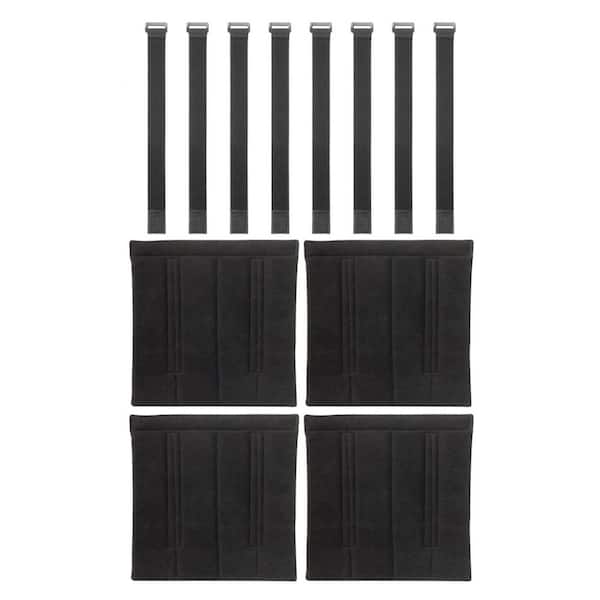 Angel Sar 4-Piece Black 10 in. x 10 in. Bunk Bed Ladder Pads with 8 Adjustable Hook and Loop Straps for Comfortable Climbing