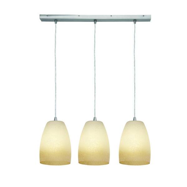 Access Lighting 3-Light Pendant Brushed Steel Finish French Amber Glass-DISCONTINUED