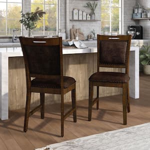 Remy Light Walnut Upholstered Counter Height Dining Chairs (Set of 2)