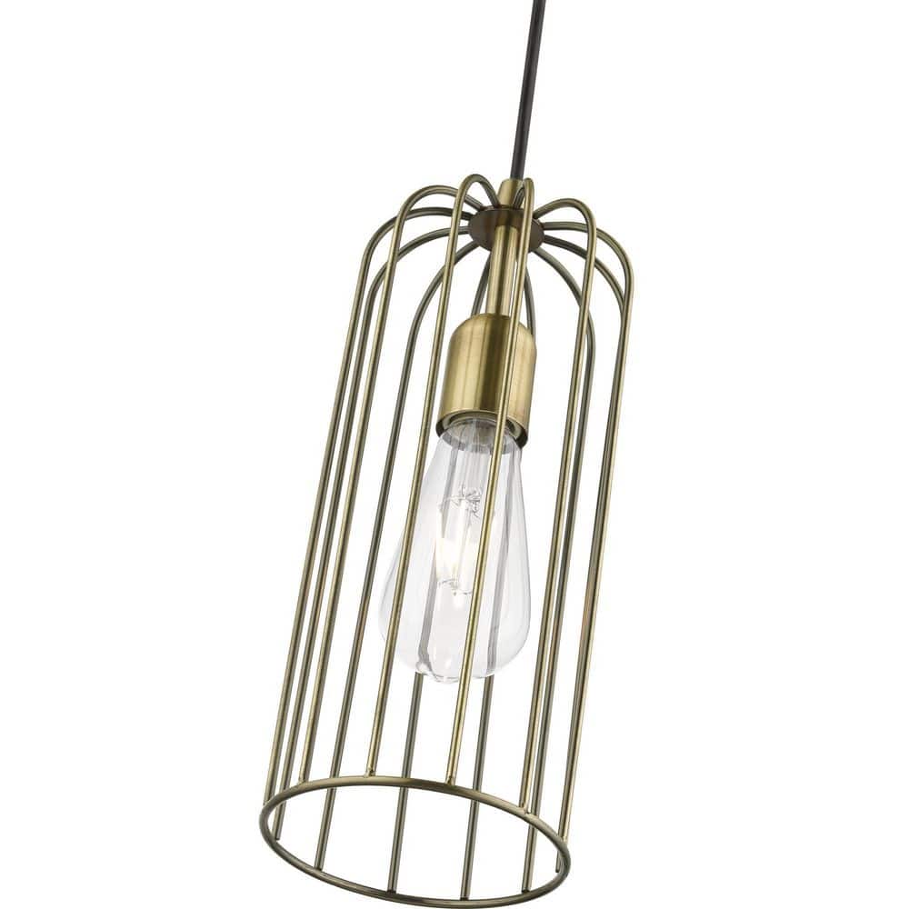 Glenbrook Antique Brass Mini Pendant Light with Glass Shade